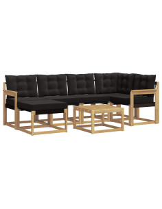 Set di divani da esterno con cuscino 7 pcs Bianco e Nero 2