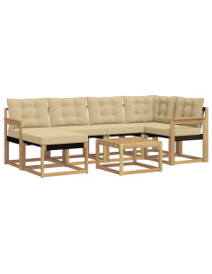 Set di divani da esterno con cuscino 7 pcs Bianco e Beige 2