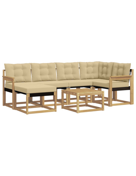 Set di divani da esterno con cuscino 7 pcs Bianco e Beige