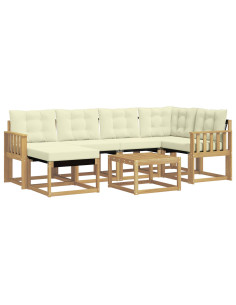 Set di divani da esterno con cuscino 7 pcs Bianco e Crema 2