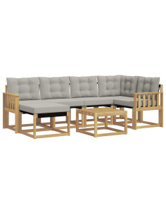 Set di divani da esterno 7 pcs Bianco e Grigio Chiaro 2