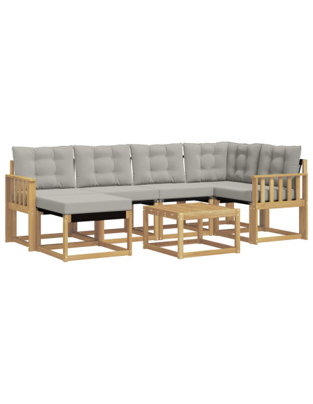 Set di divani da esterno 7 pcs Bianco e Grigio Chiaro