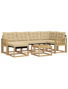 Set di divani da esterno con cuscino 7 pcs Bianco e Beige 2