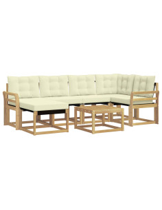 Set di divani da esterno con cuscino 7 pcs Bianco e Crema 2