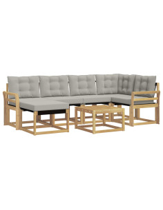 Set di divani da esterno 7 pcs Bianco e Grigio Chiaro 2