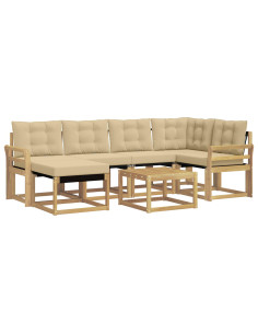 Set di divani da esterno con cuscino 7 pcs Bianco e Beige 2