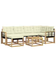 Set di divani da esterno con cuscino 7 pcs Bianco e Crema 2