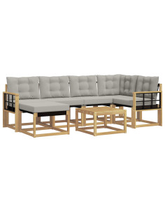 Set di divani da esterno 7 pcs Bianco e Grigio Chiaro 2