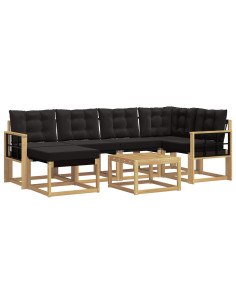 Set di divani da esterno con cuscino 7 pcs Bianco e Nero 2