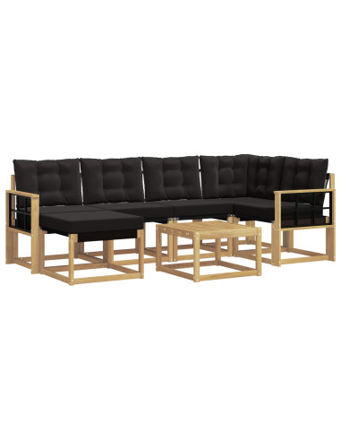 Set di divani da esterno con cuscino 7 pcs Bianco e Nero