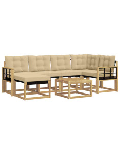 Set di divani da esterno con cuscino 7 pcs Bianco e Beige 2