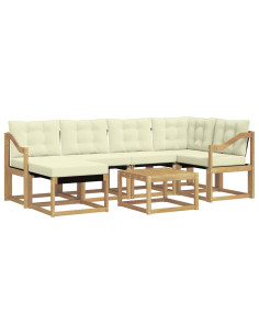 Set di divani da esterno con cuscino 7 pcs Bianco e Crema 2