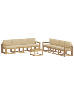 Set di divani da esterno con cuscino 9 pcs Bianco e Beige 2