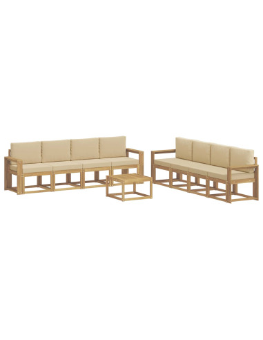 Set di divani da esterno con cuscino 9 pcs Bianco e Beige