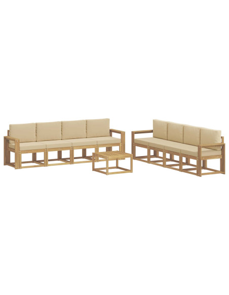 Set di divani da esterno con cuscino 9 pcs Bianco e Beige