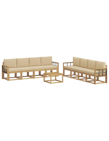 Set di divani da esterno con cuscino 9 pcs Bianco e Beige