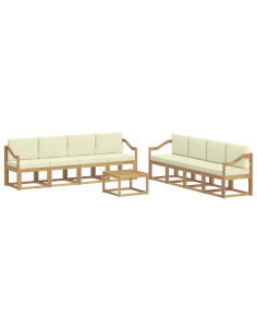Set di divani da esterno con cuscino 9 pcs Bianco e Crema 2