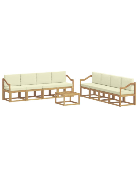 Set di divani da esterno con cuscino 9 pcs Bianco e Crema