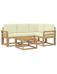 Set di divani da esterno con cuscino 5 pcs Bianco e Crema 2