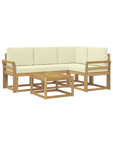 Set di divani da esterno con cuscino 5 pcs Bianco e Crema