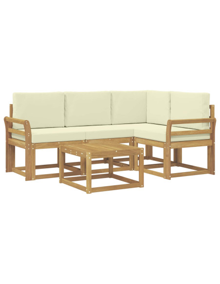 Set di divani da esterno con cuscino 5 pcs Bianco e Crema