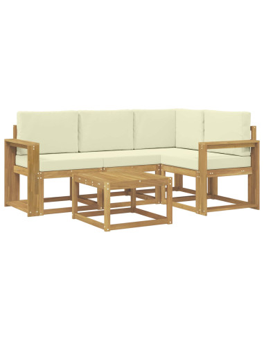 Set di divani da esterno con cuscino 5 pcs Bianco e Crema