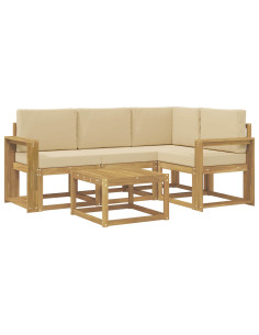 Set di divani da esterno con cuscino 5 pcs Bianco e Beige 2