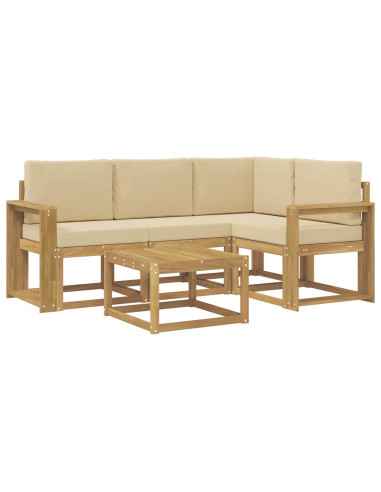 Set di divani da esterno con cuscino 5 pcs Bianco e Beige