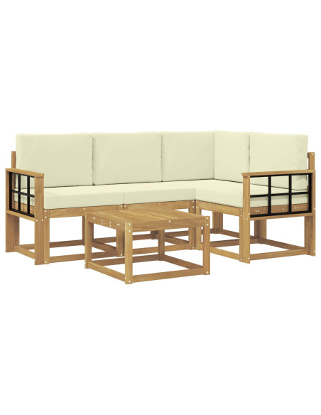 Set di divani da esterno con cuscino 5 pcs Bianco e Crema