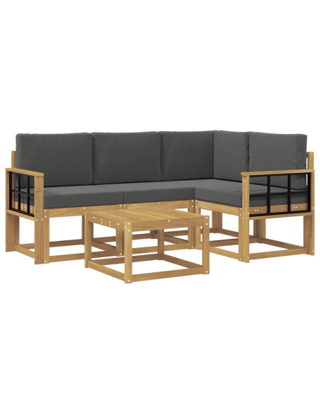 Set di divani da esterno con cuscino 5 pcs Bianco e Antracite