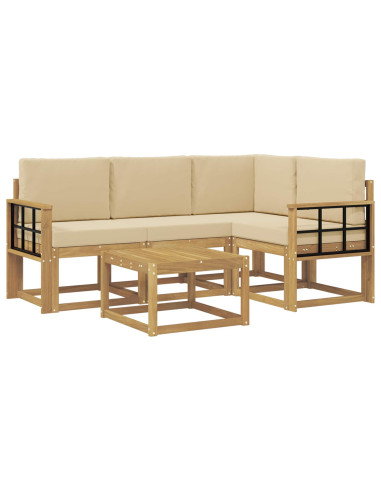 Set di divani da esterno con cuscino 5 pcs Bianco e Beige