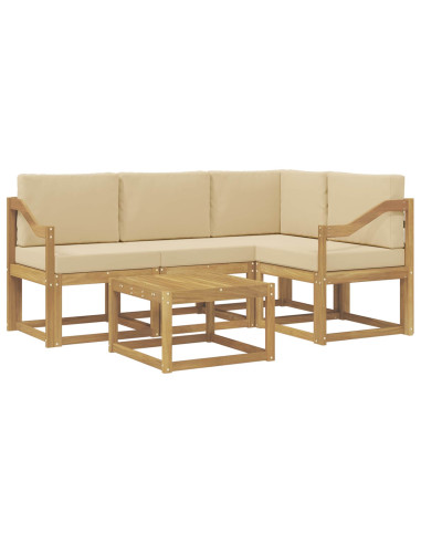 Set di divani da esterno con cuscino 5 pcs Bianco e Beige