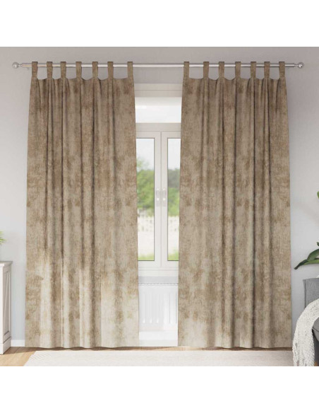 Tende in Velluto con tende 2 pcs Champagne 245 x 140 cm Velluto