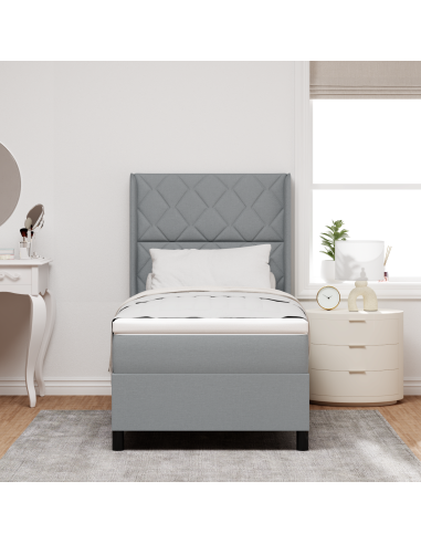 Letto a molle con materasso Grigio chiaro 100 x 200 cm Tessuto