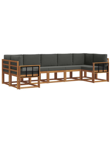 Set di divani da esterno con cuscino 7 pcs Naturale e Antracite