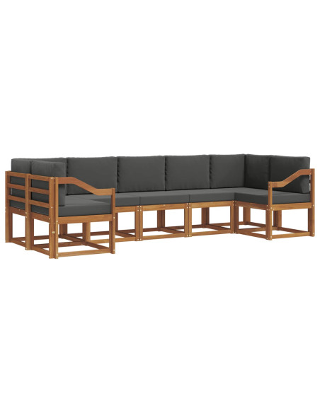 Set di divani da esterno con cuscino 7 pcs Naturale e Antracite