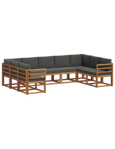 Set di divani da esterno con cuscino 9 pcs Naturale e Antracite