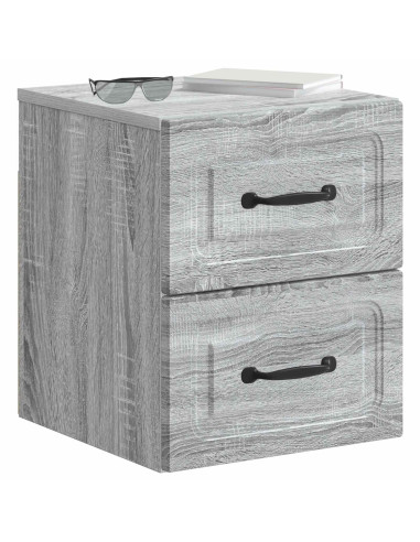 Mobiletto da notte a muro 2 pcs Grigio Sonoma 34,5 x 33 x 40 cm