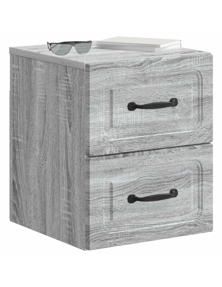 Mobiletto da notte a muro 2 pcs Grigio Sonoma 34,5 x 33 x 40 cm