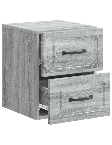 Mobiletto da notte a muro 2 pcs Grigio Sonoma 34,5 x 33 x 40 cm