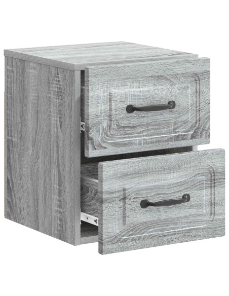 Mobiletto da notte a muro 2 pcs Grigio Sonoma 34,5 x 33 x 40 cm