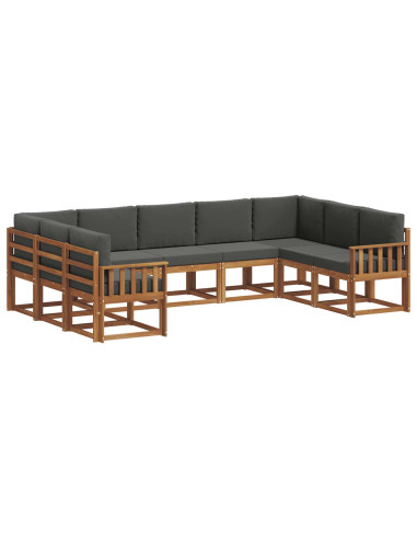 Set di divani da esterno con cuscino 9 pcs Naturale e Antracite