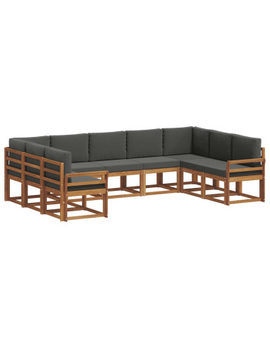 Set di divani da esterno con cuscino 9 pcs Naturale e Antracite