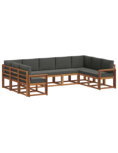 Set di divani da esterno con cuscino 9 pcs Naturale e Antracite 2