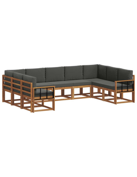 Set di divani da esterno con cuscino 9 pcs Naturale e Antracite