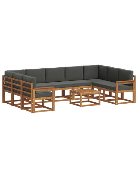 Set di divani da esterno 10 pcs Naturale e Antracite