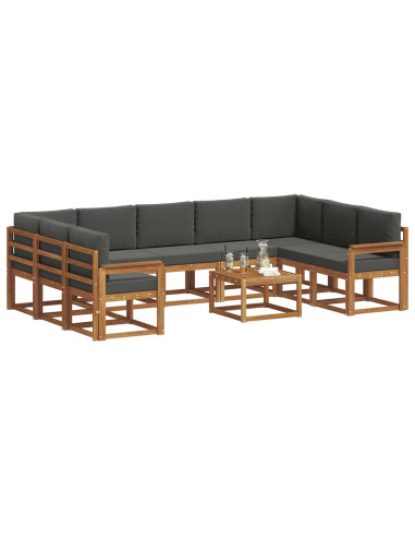 Set di divani da esterno 10 pcs Naturale e Antracite