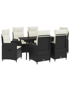Set Tavolo da Salotto con cuscino 7 pcs Nero e Bianco Crema 2