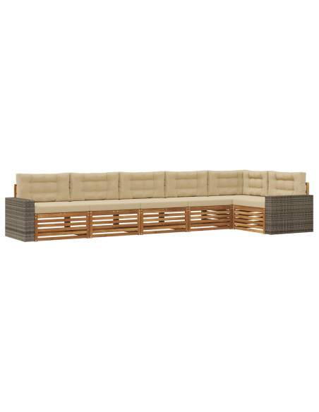 Set di divani da esterno 6 pcs Naturale e Beige