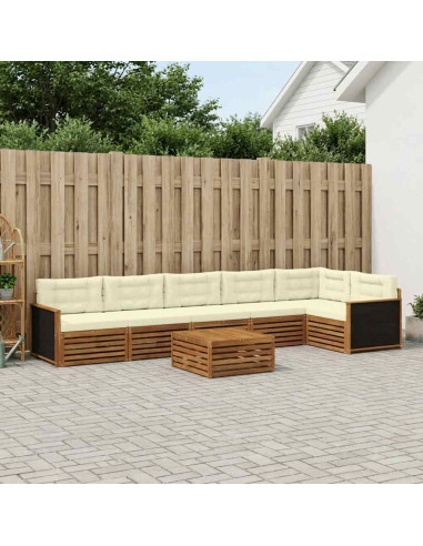 Set di divani da esterno 7 pcs Naturale e Crema 79 x 79 x 37 cm